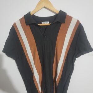 Men's Black and Brown Striped Shirt